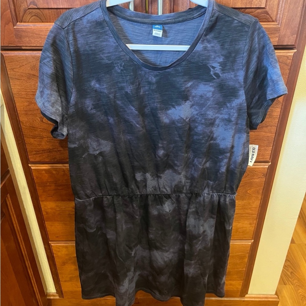 Old Navy Black and Grey Short Sleeve Tshirt Dress XL Petite NWT